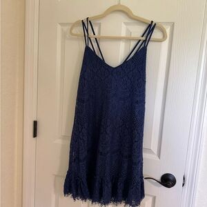 Francesca’s Navy Blue Lace Dress with Spaghetti Straps